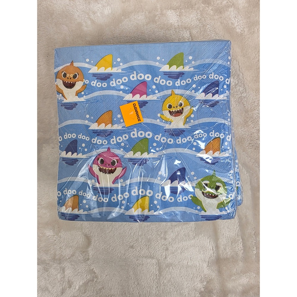 NEW Unopened‎ Baby Shark Napkins Party Birthday Theme 16 Count 2 Ply x7